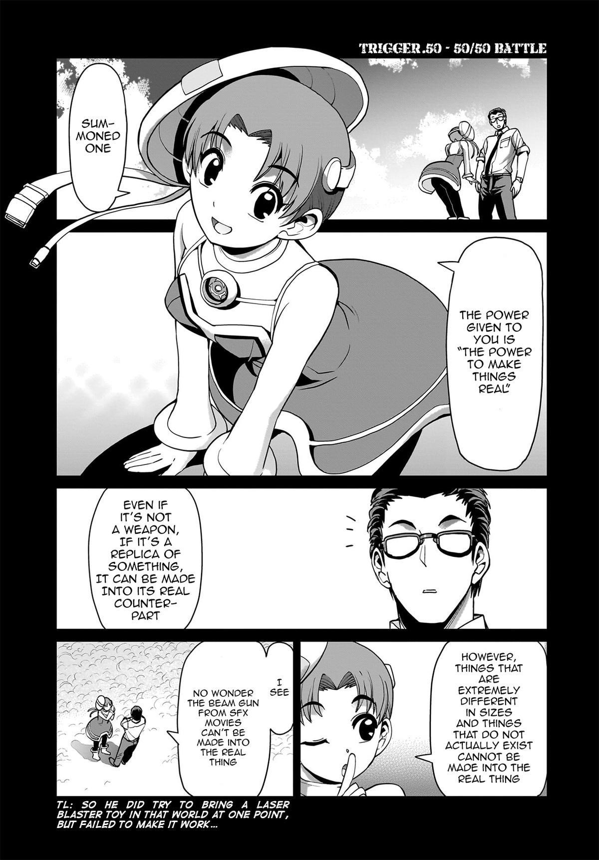 The gunner’s life of a middle-aged man summoned to another world and armed with a rifle: an airsoft addicted salaryman returns to the alternative world after work Chapter 50 - Page 1